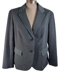 Talbots Blazer Women's Size XL Black Houndstooth Fabric Elbow Patches Lined